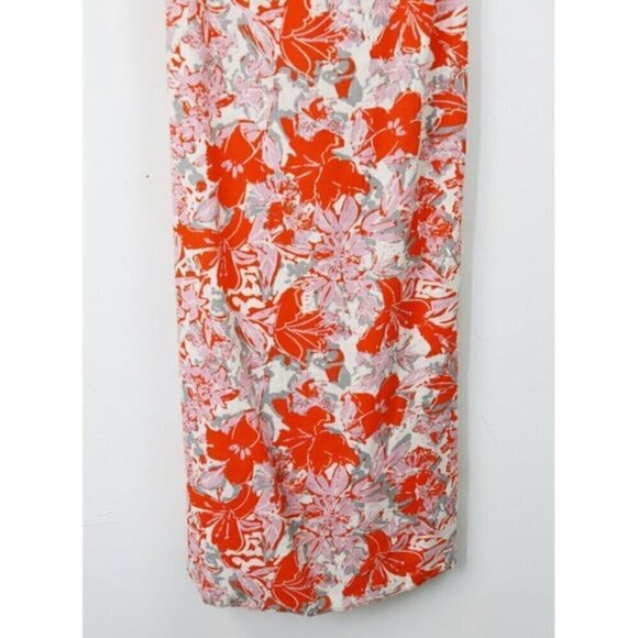 Free People Dress 8 NWOT Beach Party Shoulder Midi Linen Orange Floral Summer - Picture 11 of 12